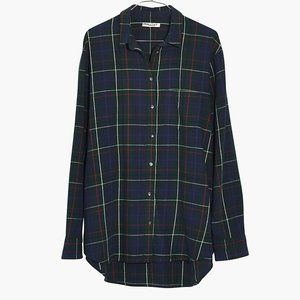 Madewell Flannel Oversized Ex-Boyfriend Shirt in Dark Plaid Size XXL